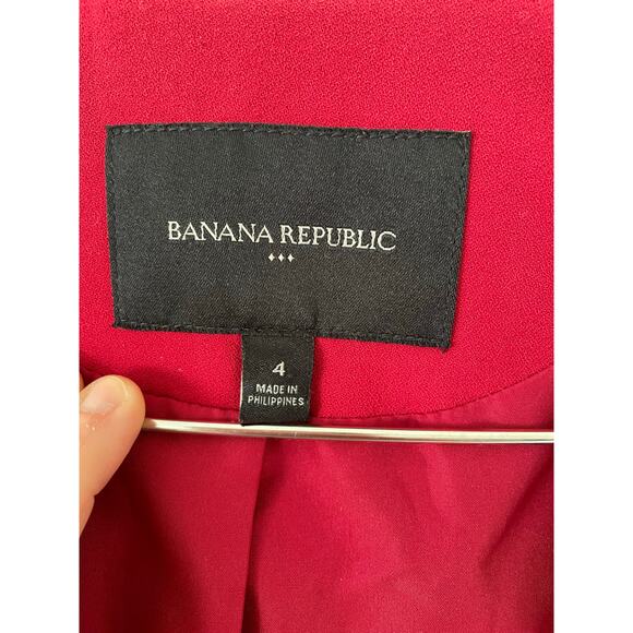 Banana Republic Red Blazer Holidays Zip Sleeves SZ 4 Corporate Goth Office Work - Picture 2 of 8
